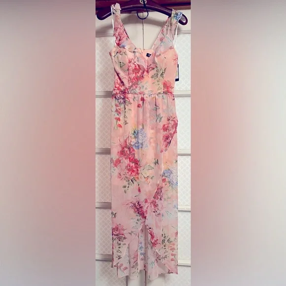 Guess | Dresses | Guess Womens Floral Print Faux Wrap Ruffle Detail Midi  Dress Nwt | Poshmark